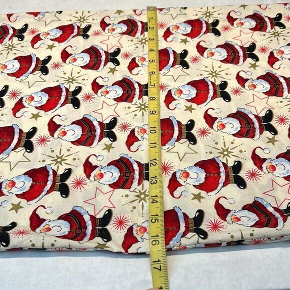 Handmade Christmas Santa Clause Pillowcases Standard Cream Red Stars Holiday Set - Picture 4 of 8